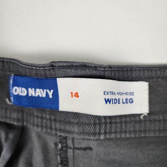 Old Navy Pants Womens 14 Gray Extra High Rise Wide Leg Trousers (34x28) NWT - Picture 4 of 10